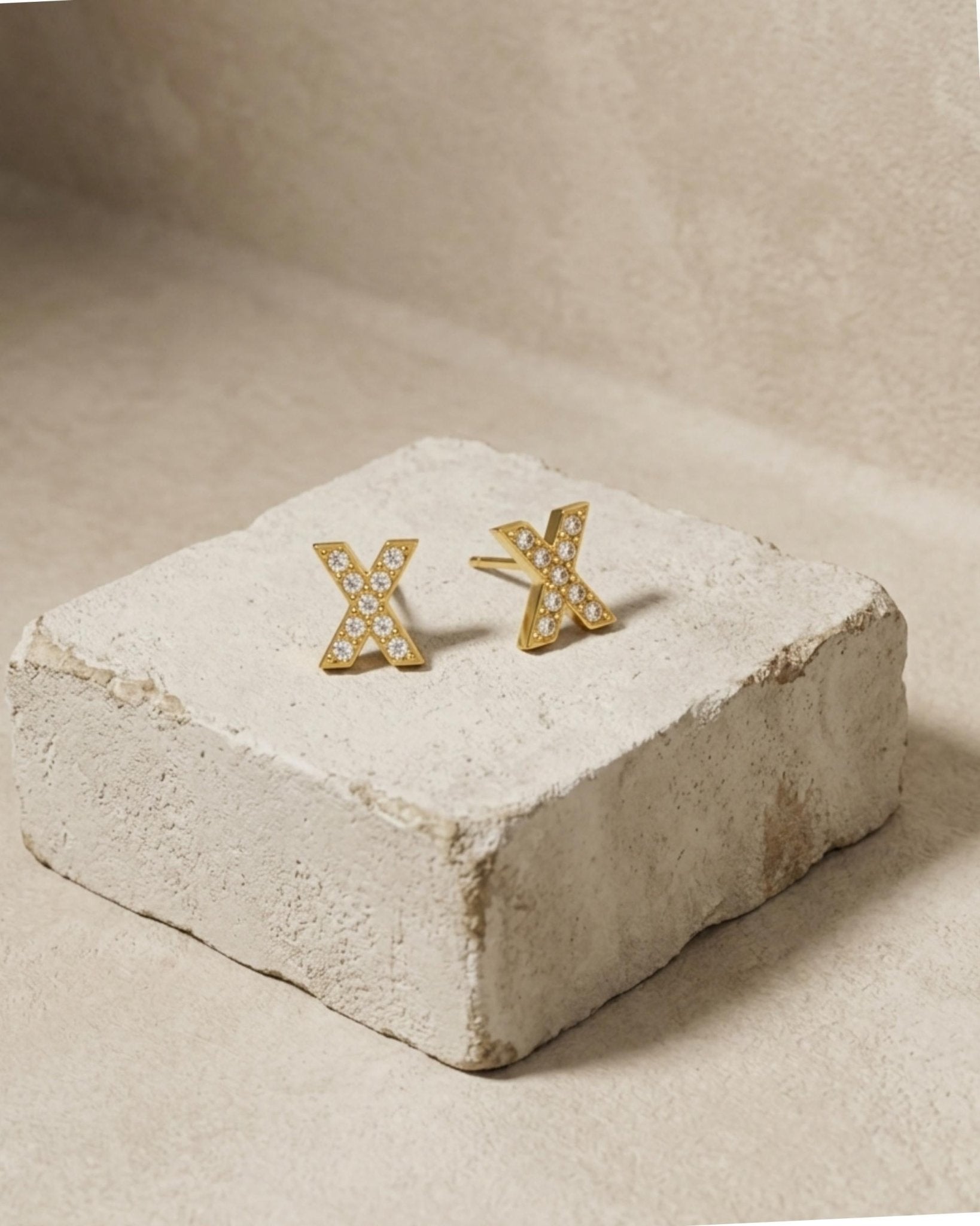 Joy Waterproof Clear CZ XX Post Earrings 18K Gold Plating - DANSK Copenhagen