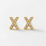 Joy Waterproof Clear CZ XX Post Earrings 18K Gold Plating - DANSK Copenhagen