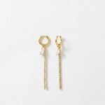 Joy Waterproof CZ Chain & Pearl Huggie 18K Gold Plating - DANSK Copenhagen