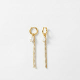 Joy Waterproof CZ Chain & Pearl Huggie 18K Gold Plating - DANSK Copenhagen