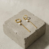 Joy Waterproof CZ Chain & Pearl Huggie 18K Gold Plating - DANSK Copenhagen