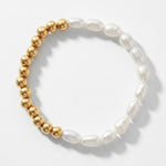Joy Waterproof Elastic Irregular Freshwater Pearl & Ball Bracelet 18K Gold Plating - DANSK Copenhagen