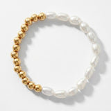 Joy Waterproof Elastic Irregular Freshwater Pearl & Ball Bracelet 18K Gold Plating - DANSK Copenhagen