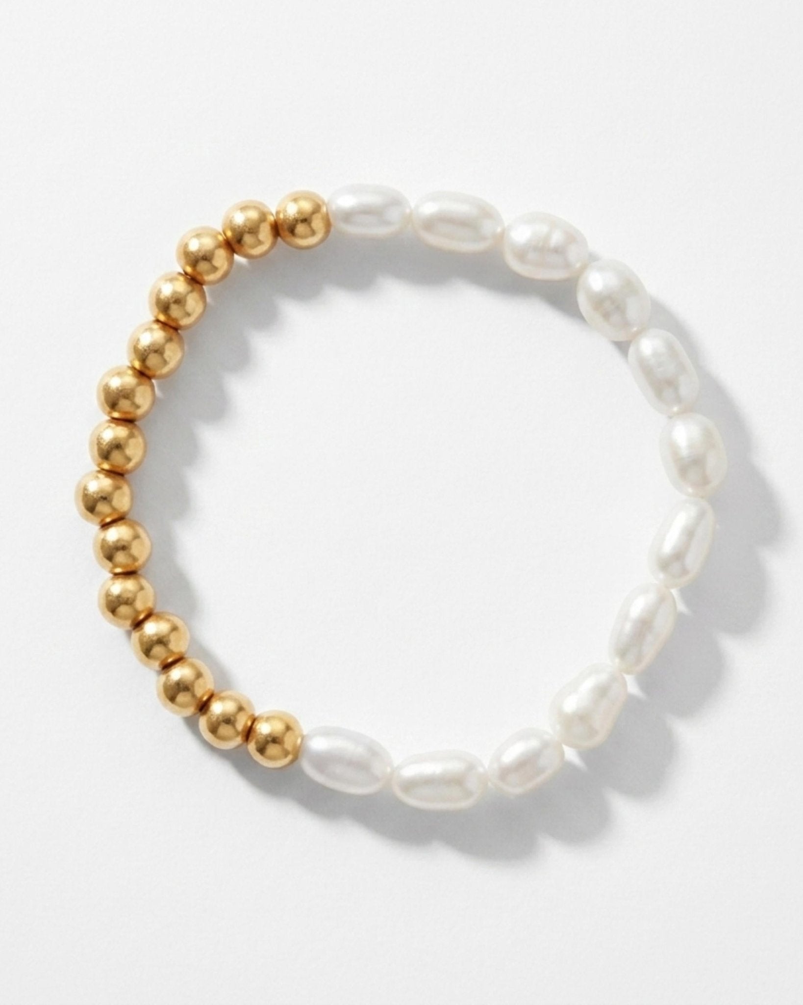 Joy Waterproof Elastic Irregular Freshwater Pearl & Ball Bracelet 18K Gold Plating - DANSK Copenhagen