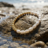 Joy Waterproof Elastic Irregular Freshwater Pearl & Ball Bracelet 18K Gold Plating - DANSK Copenhagen