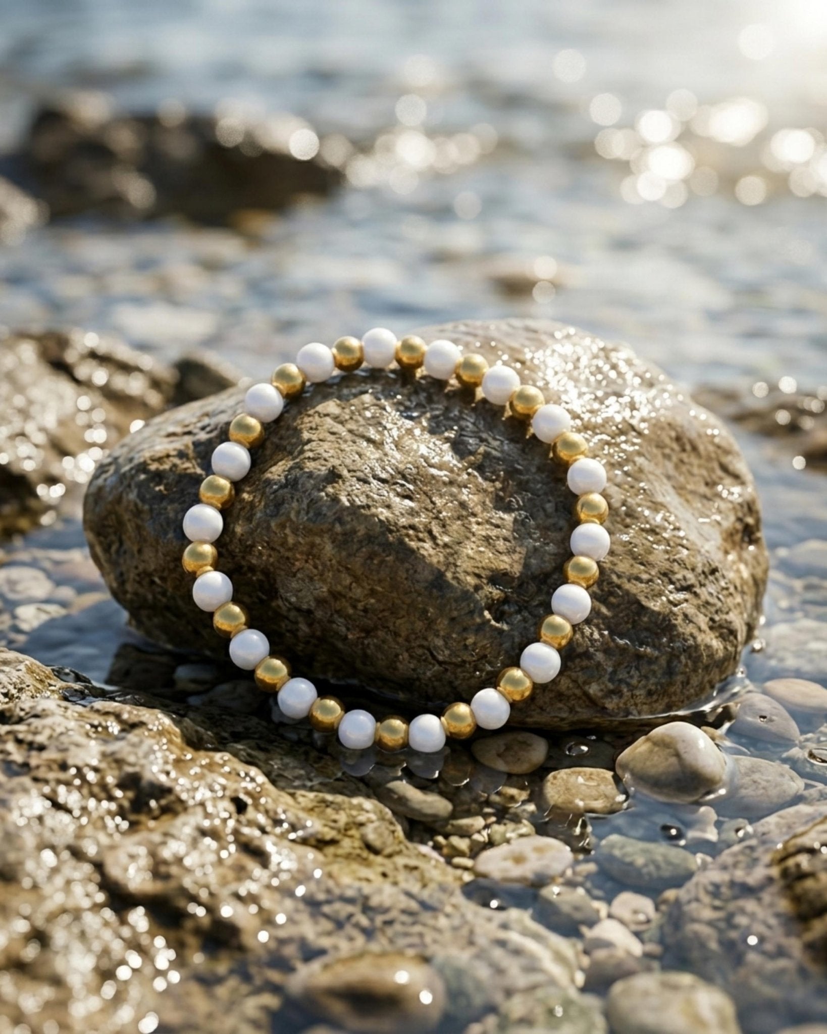 Joy Waterproof Elastic Pearl Mix Bracelet 18K Gold Plating - DANSK Copenhagen