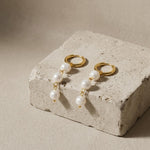 Joy Waterproof Long Pearl Chain Earring 18K Gold Plating - DANSK Copenhagen