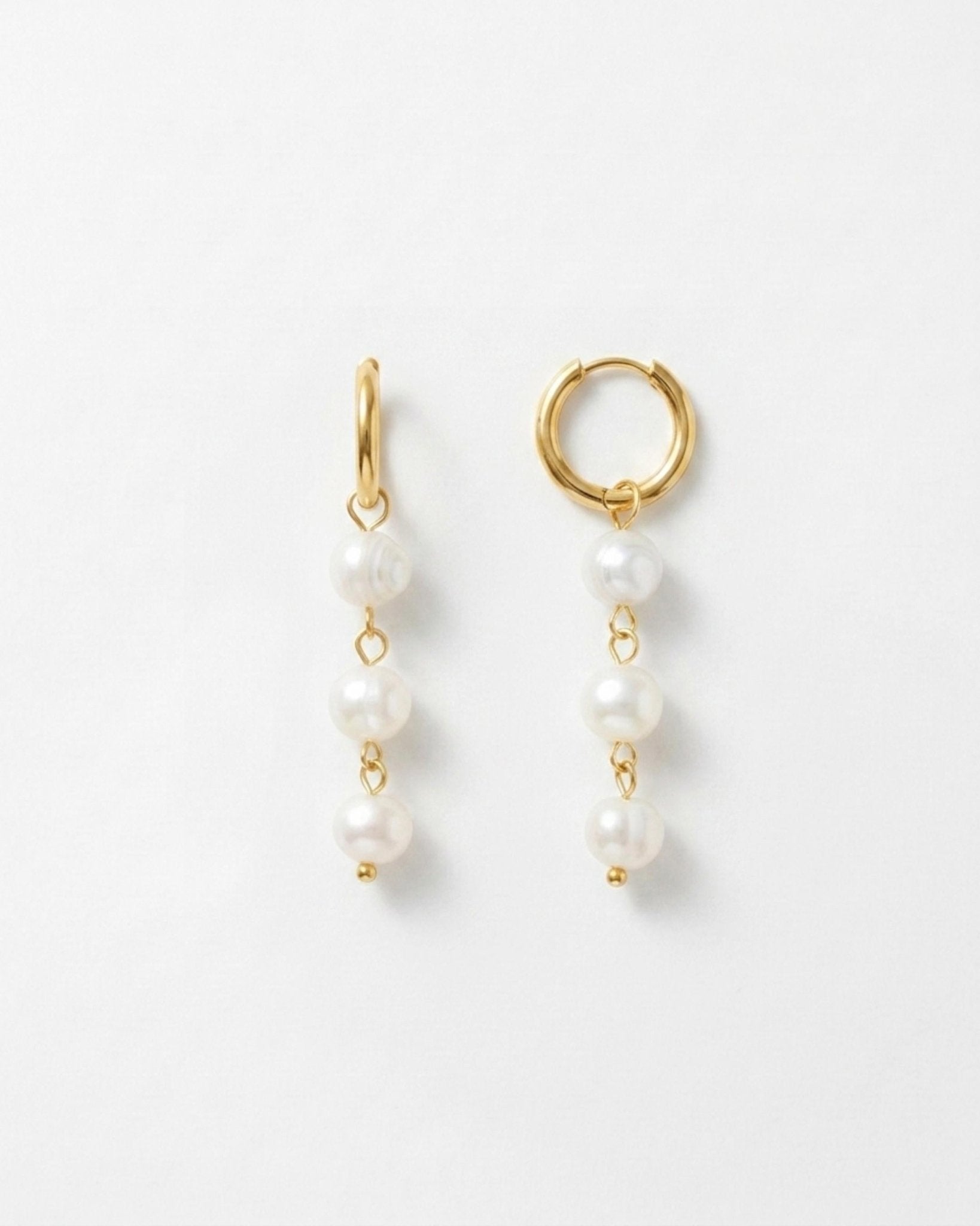 Joy Waterproof Long Pearl Chain Earring 18K Gold Plating - DANSK Copenhagen