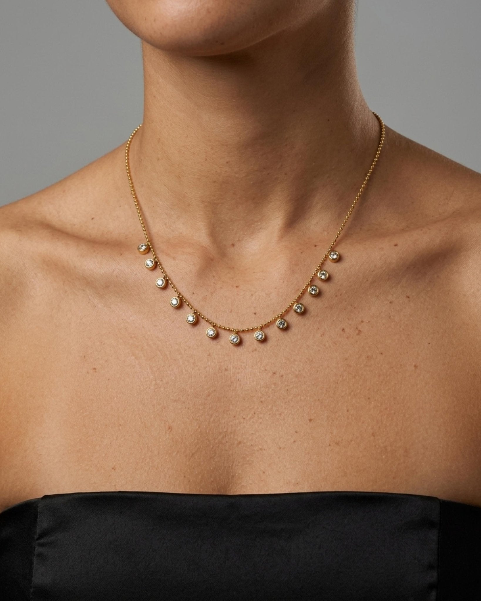 Joy Waterproof Short CZ Multi Crystal Necklace Gold Plating - DANSK Copenhagen