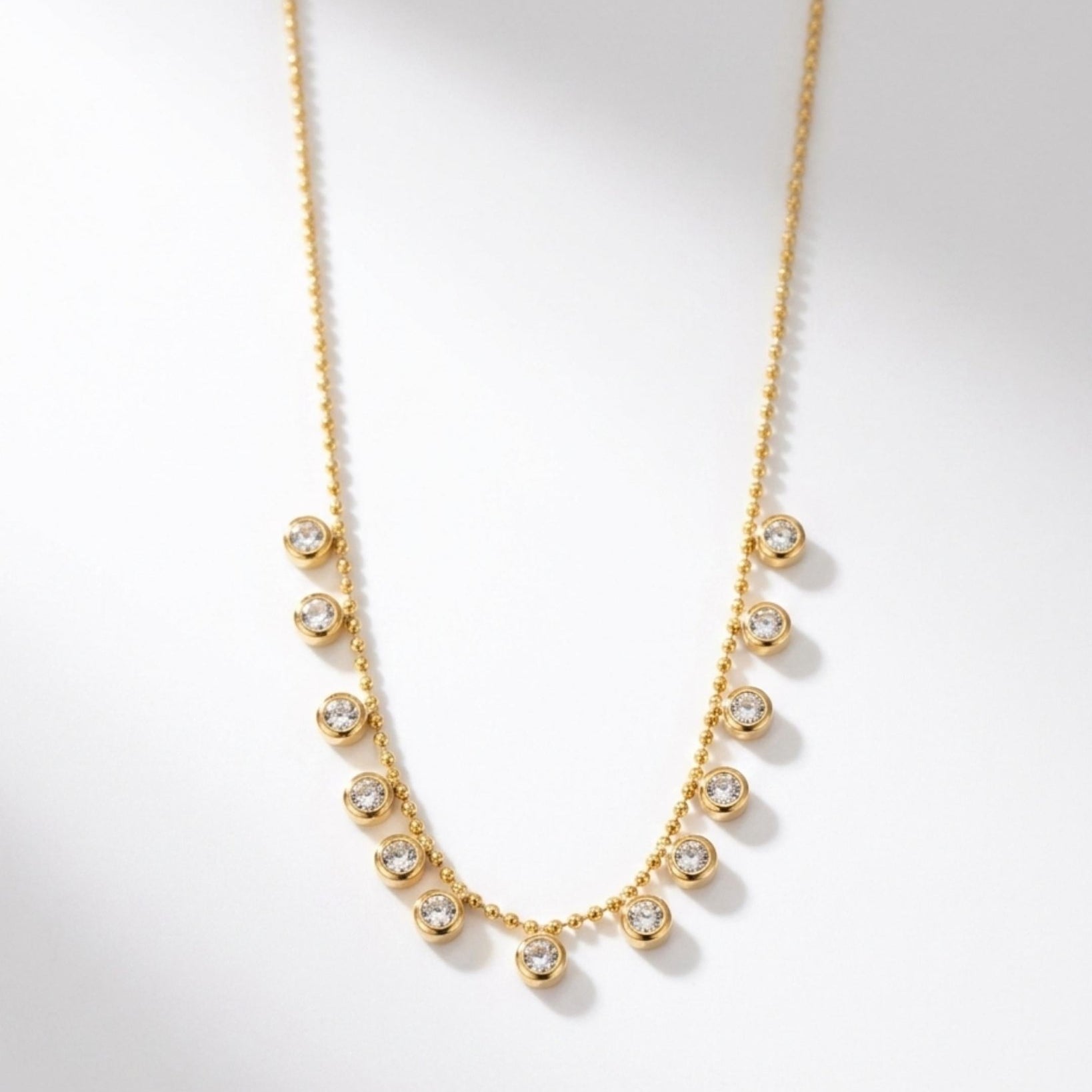 Joy Waterproof Short CZ Multi Crystal Necklace Gold Plating - DANSK Copenhagen