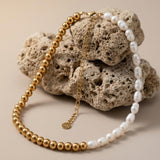 Joy Waterproof Short Irregular Freshwater Pearl & Ball Necklace 18K Gold Plating - DANSK Copenhagen