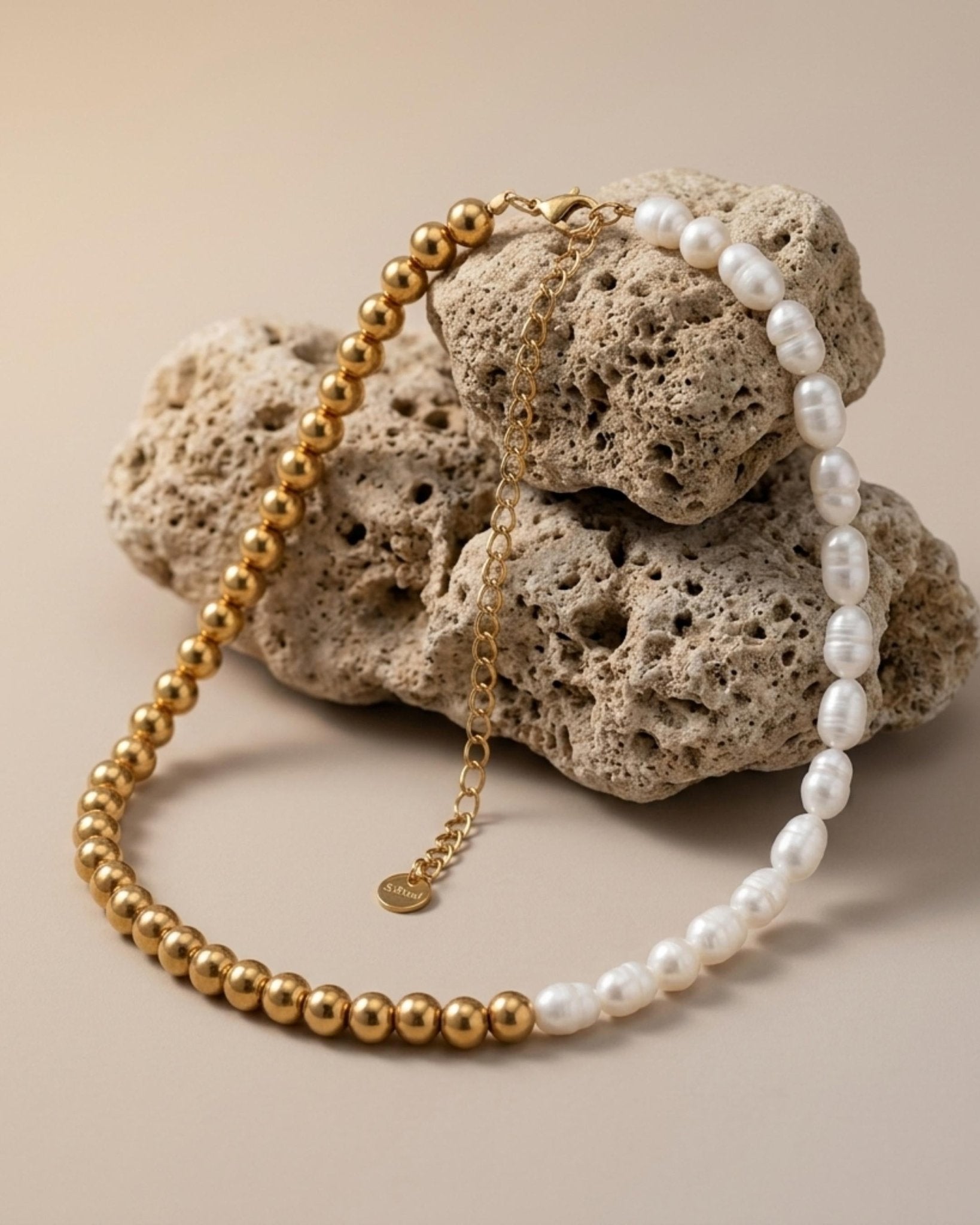 Joy Waterproof Short Irregular Freshwater Pearl & Ball Necklace 18K Gold Plating - DANSK Copenhagen