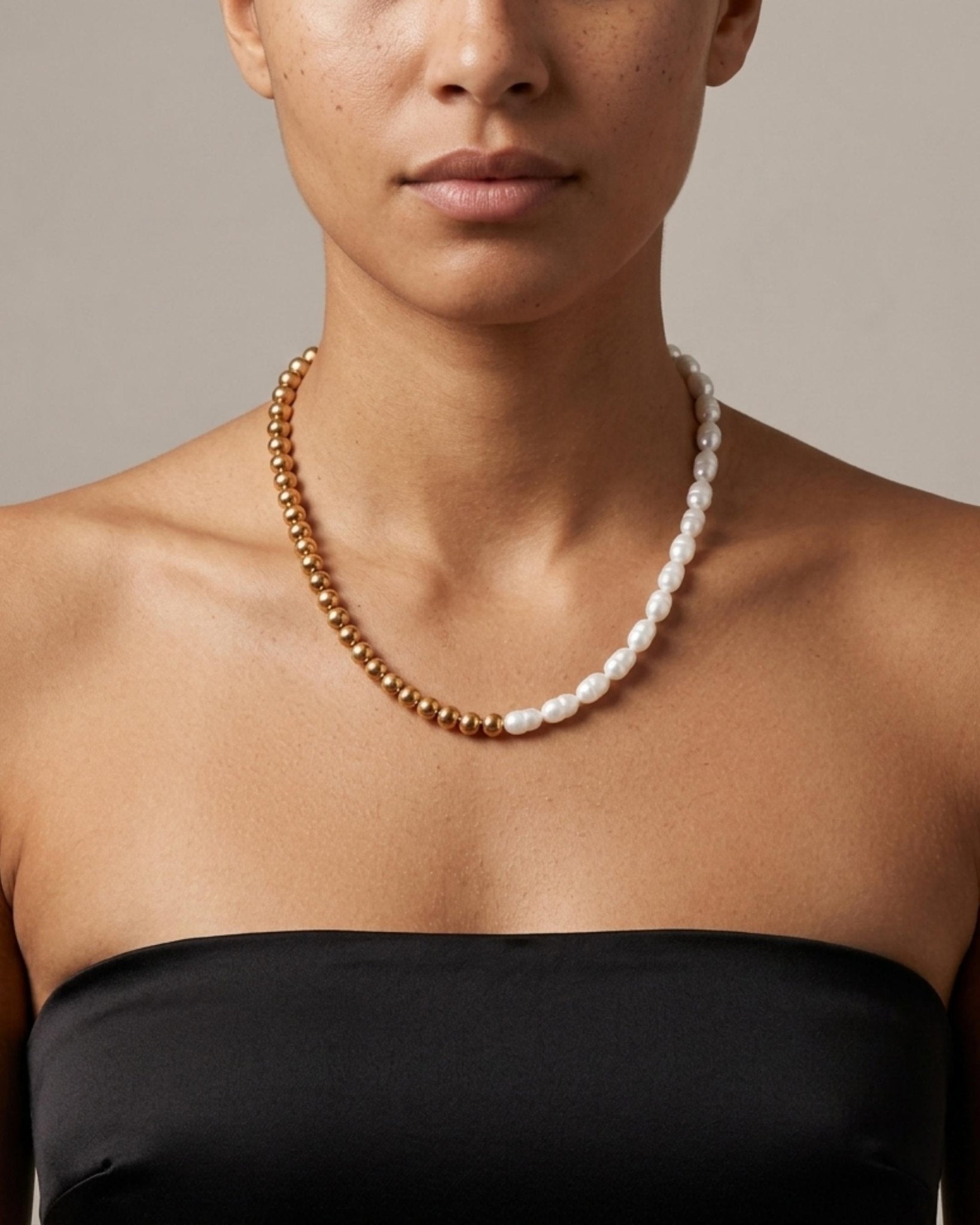 Joy Waterproof Short Irregular Freshwater Pearl & Ball Necklace 18K Gold Plating - DANSK Copenhagen