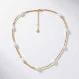 Joy Waterproof Short Singular Freshwater Pearl & Mini Ball Necklace 18K Gold Plating - DANSK Copenhagen