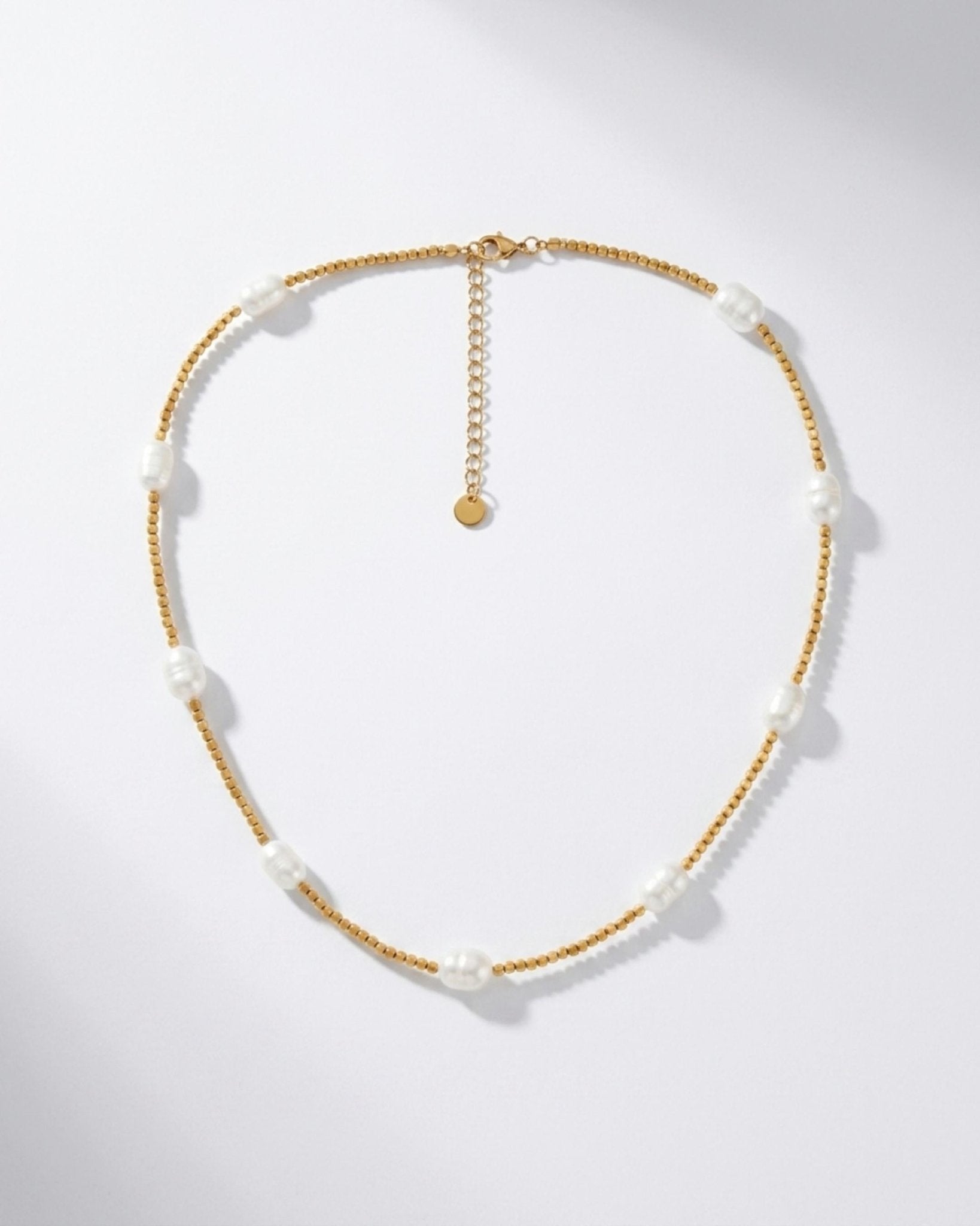 Joy Waterproof Short Singular Freshwater Pearl & Mini Ball Necklace 18K Gold Plating - DANSK Copenhagen