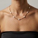 Joy Waterproof Short Singular Freshwater Pearl & Mini Ball Necklace 18K Gold Plating - DANSK Copenhagen
