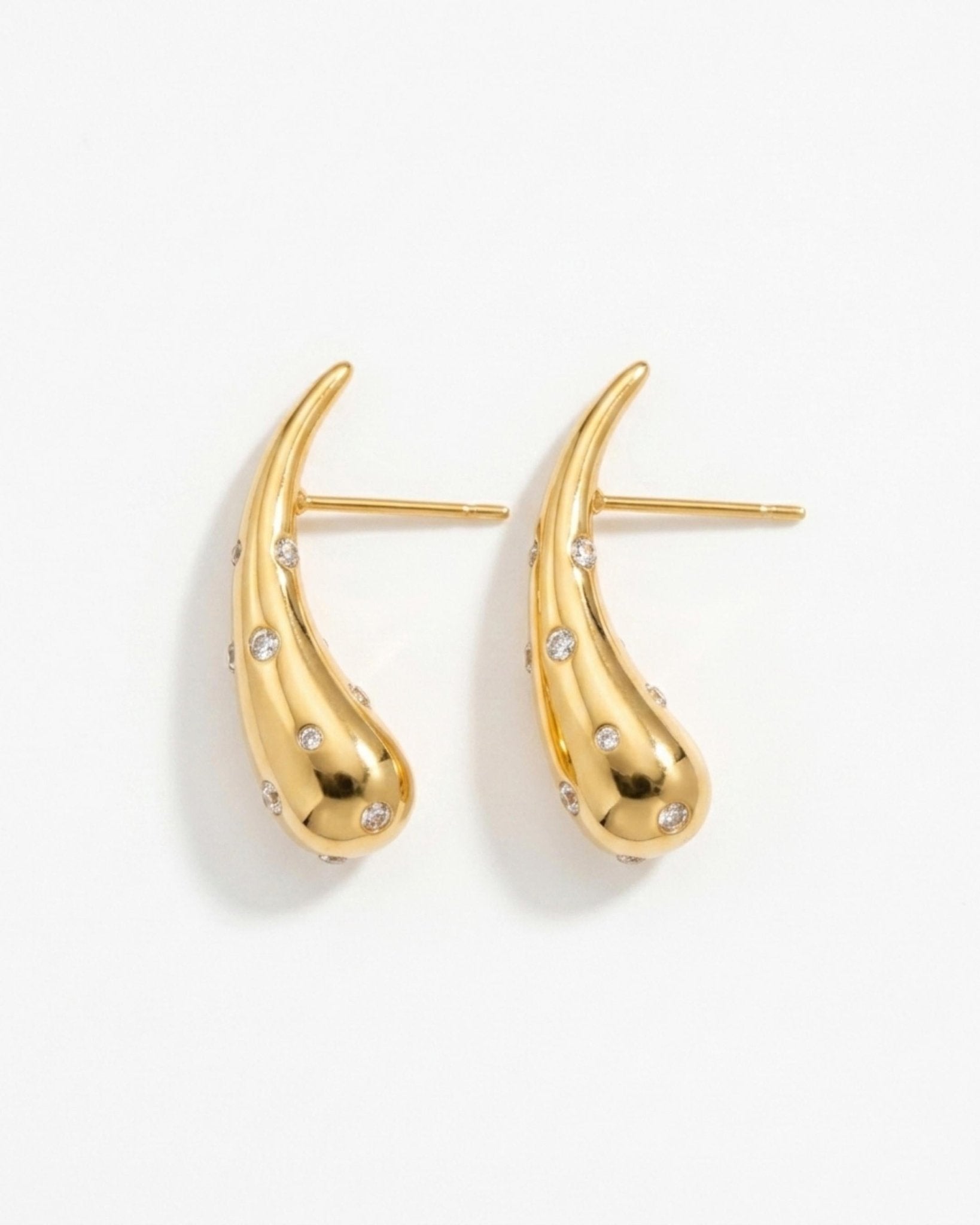 Joy Waterproof Slim Paisley CZ Earring 18K Gold Plating - DANSK Copenhagen