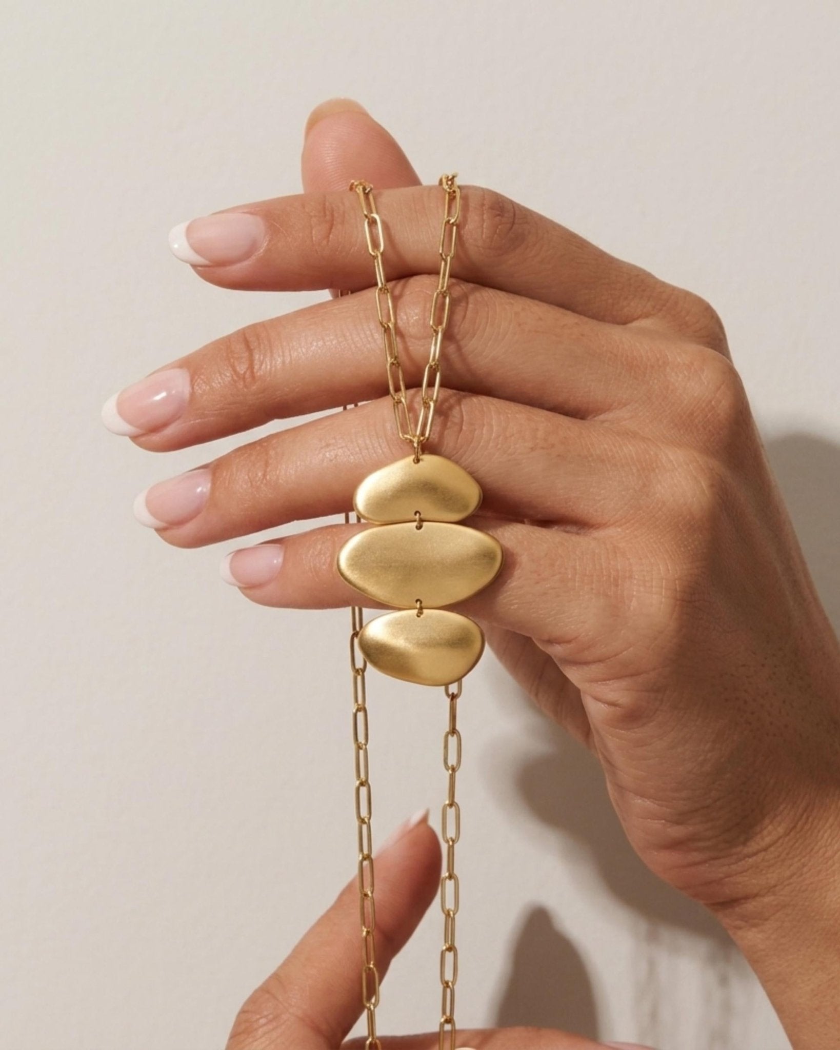 KLARA Waterproof 18K Gold Plated Long Necklace - Brushed Stainless Steel - DANSK Copenhagen