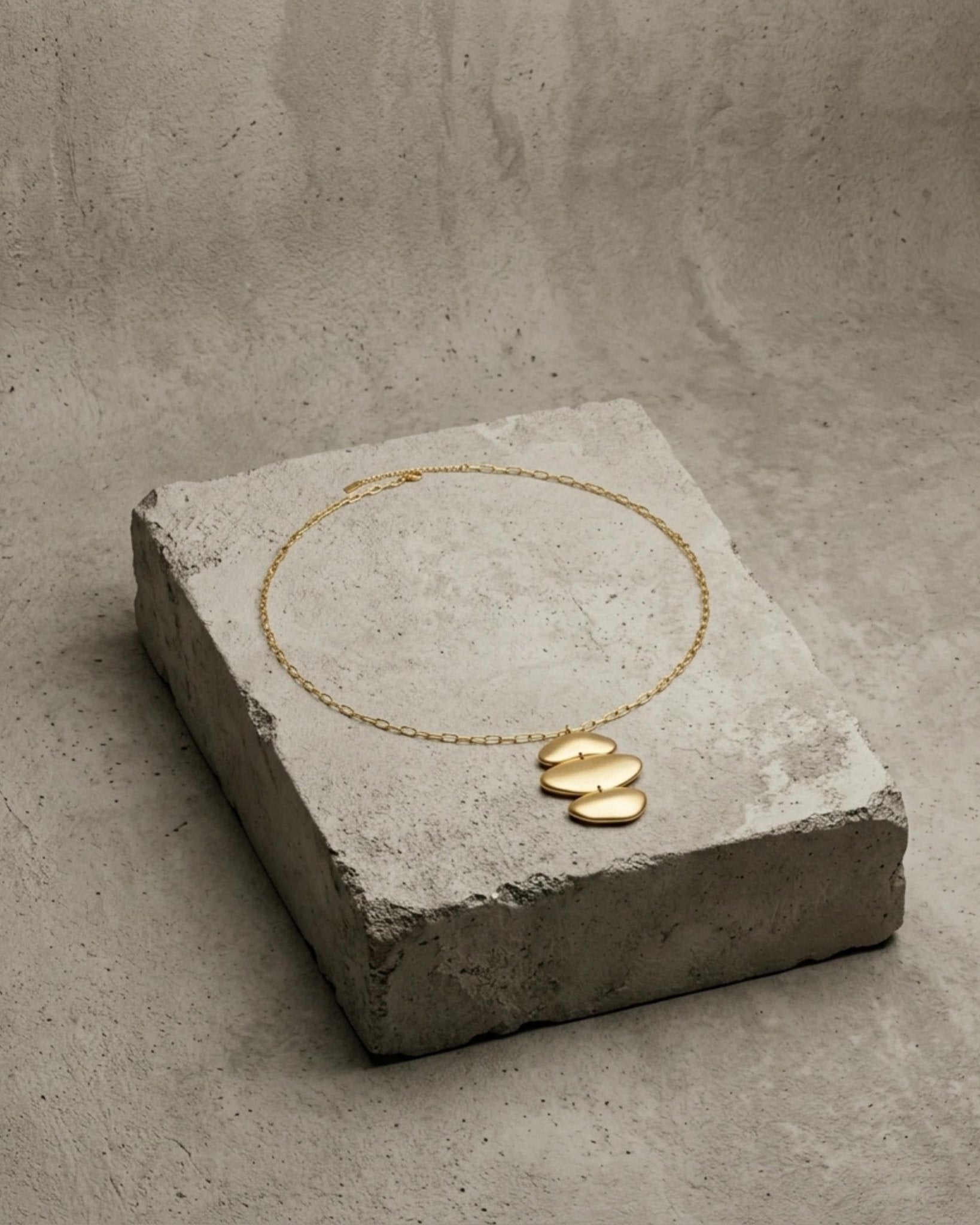 KLARA Waterproof 18K Gold Plated Long Necklace - Brushed Stainless Steel - DANSK Copenhagen