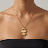 KLARA Waterproof 18K Gold Plated Long Necklace - Brushed Stainless Steel - DANSK Copenhagen