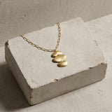 KLARA Waterproof 18K Gold Plated Long Necklace - Brushed Stainless Steel - DANSK Copenhagen