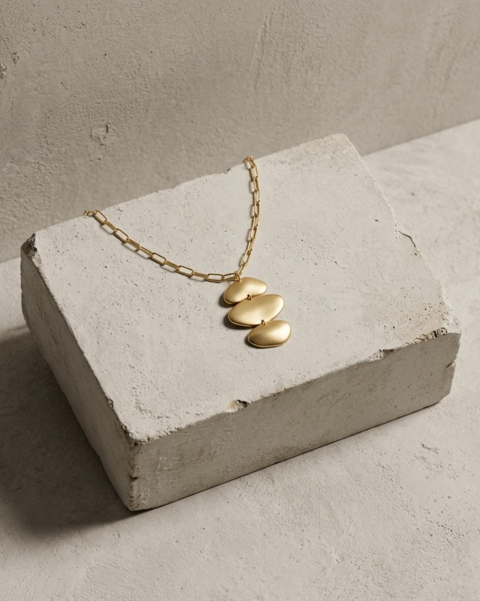 KLARA Waterproof 18K Gold Plated Long Necklace - Brushed Stainless Steel - DANSK Copenhagen