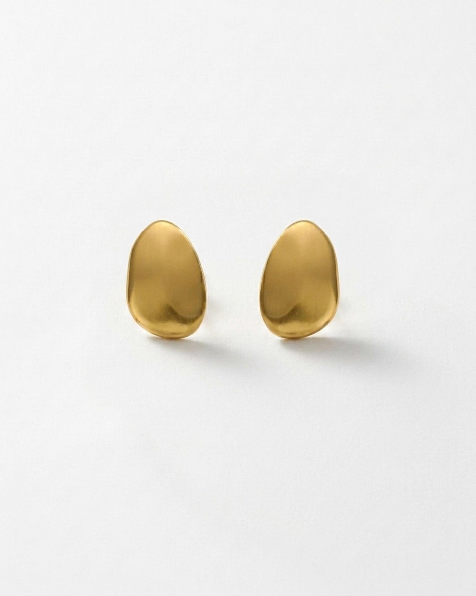 KLARA Waterproof 18K Gold Plated Post Earrings - Brushed Stainless Steel - DANSK Copenhagen