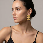KLARA Waterproof 18K Gold Plated Statement Earrings - Brushed Stainless Steel - DANSK Copenhagen
