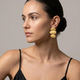 KLARA Waterproof 18K Gold Plated Statement Earrings - Brushed Stainless Steel - DANSK Copenhagen