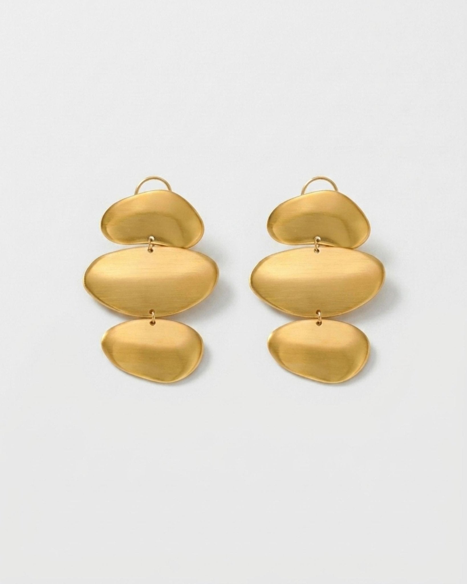 KLARA Waterproof 18K Gold Plated Statement Earrings - Brushed Stainless Steel - DANSK Copenhagen