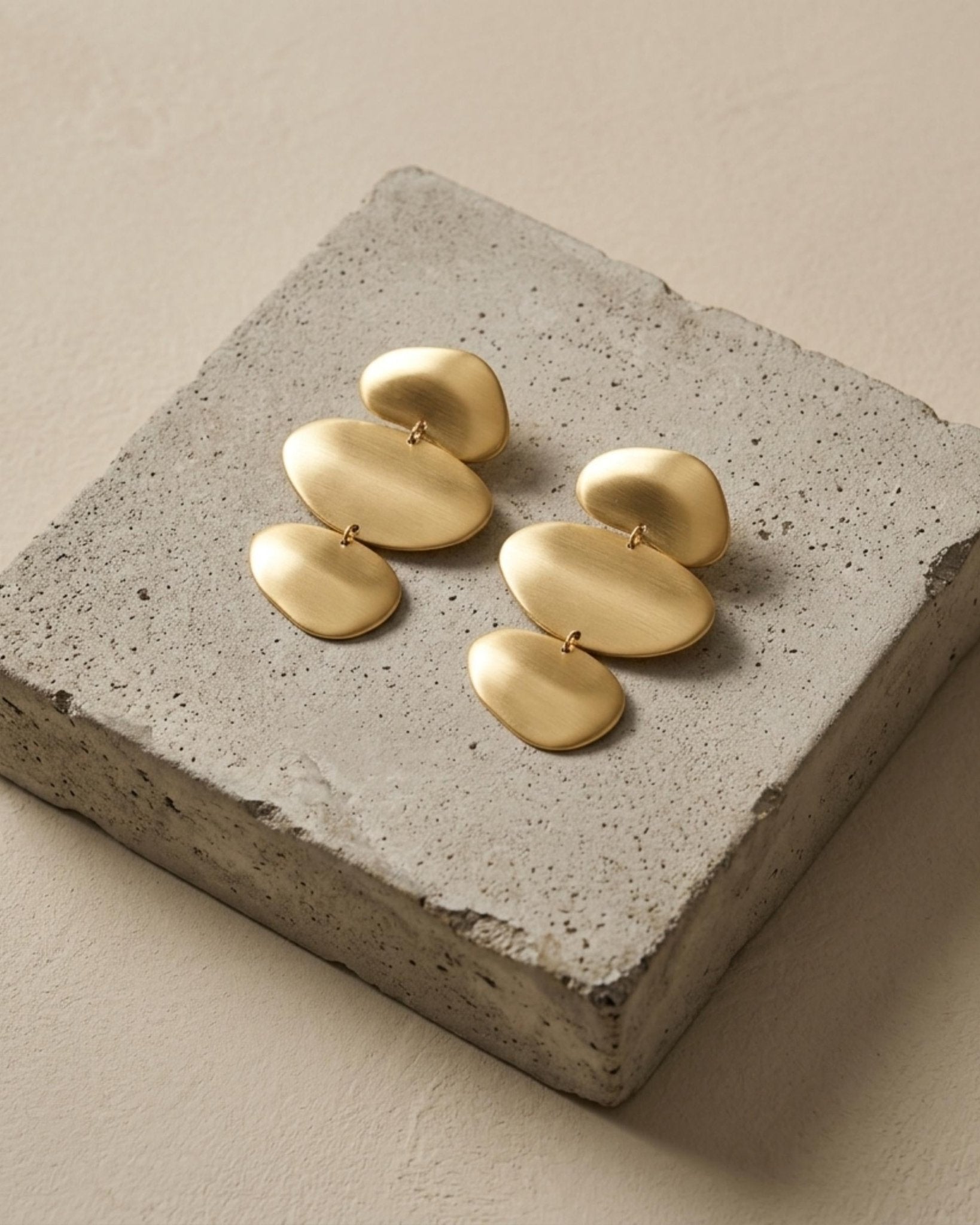 KLARA Waterproof 18K Gold Plated Statement Earrings - Brushed Stainless Steel - DANSK Copenhagen