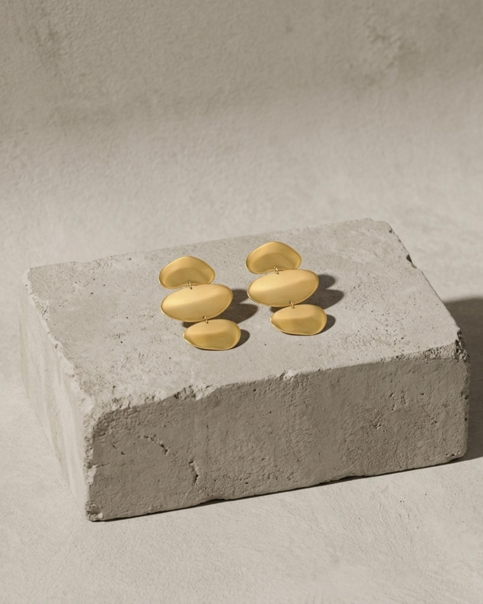 KLARA Waterproof 18K Gold Plated Statement Earrings - Brushed Stainless Steel - DANSK Copenhagen