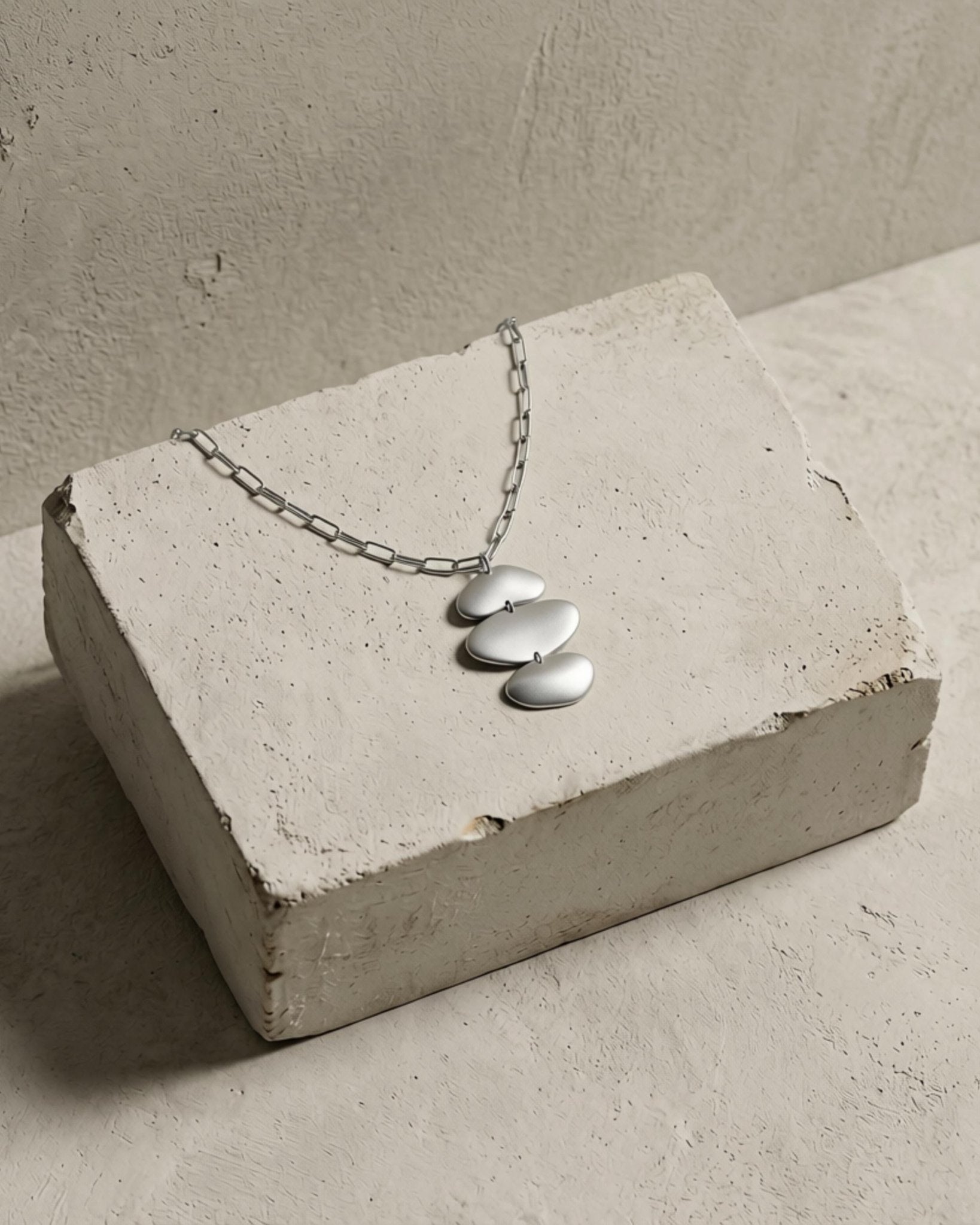 KLARA Waterproof Silver Stainless Steel Long Necklace - Brushed Finish - DANSK Copenhagen
