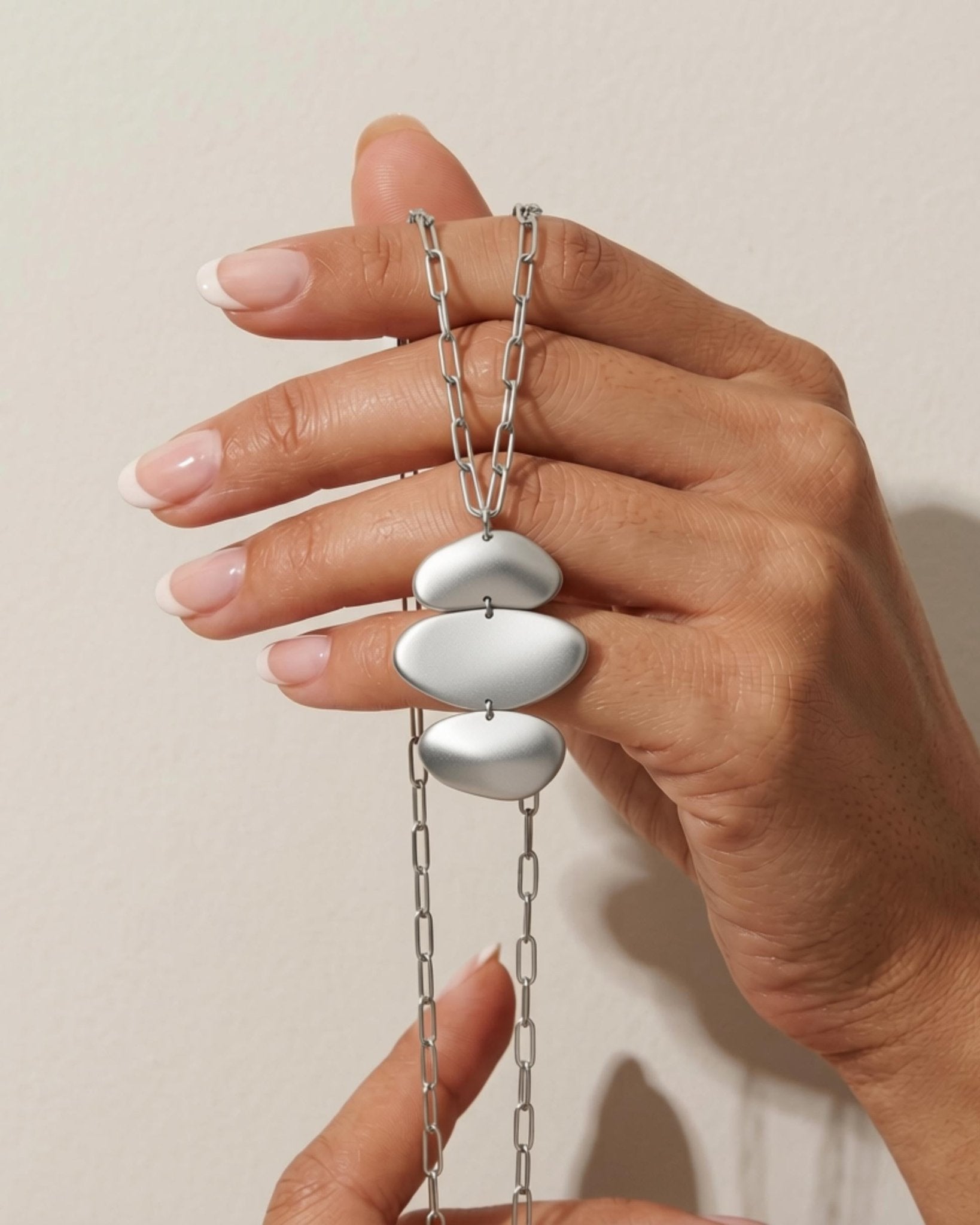 KLARA Waterproof Silver Stainless Steel Long Necklace - Brushed Finish - DANSK Copenhagen
