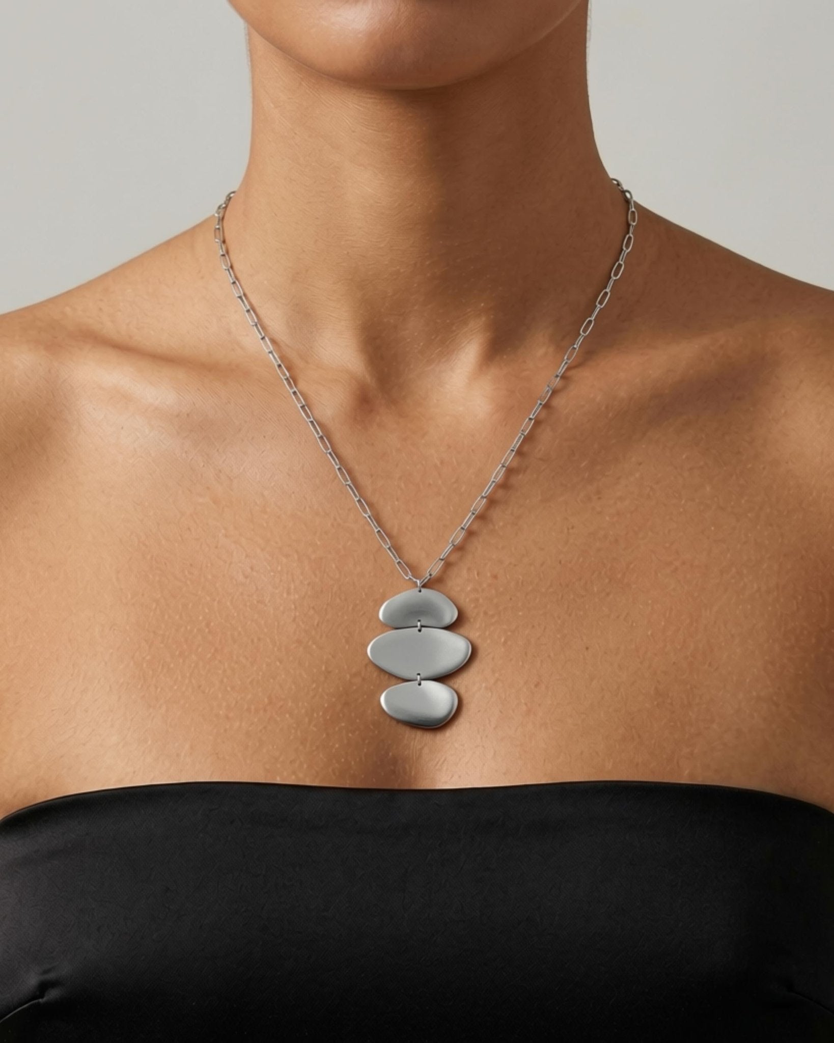 KLARA Waterproof Silver Stainless Steel Long Necklace - Brushed Finish - DANSK Copenhagen