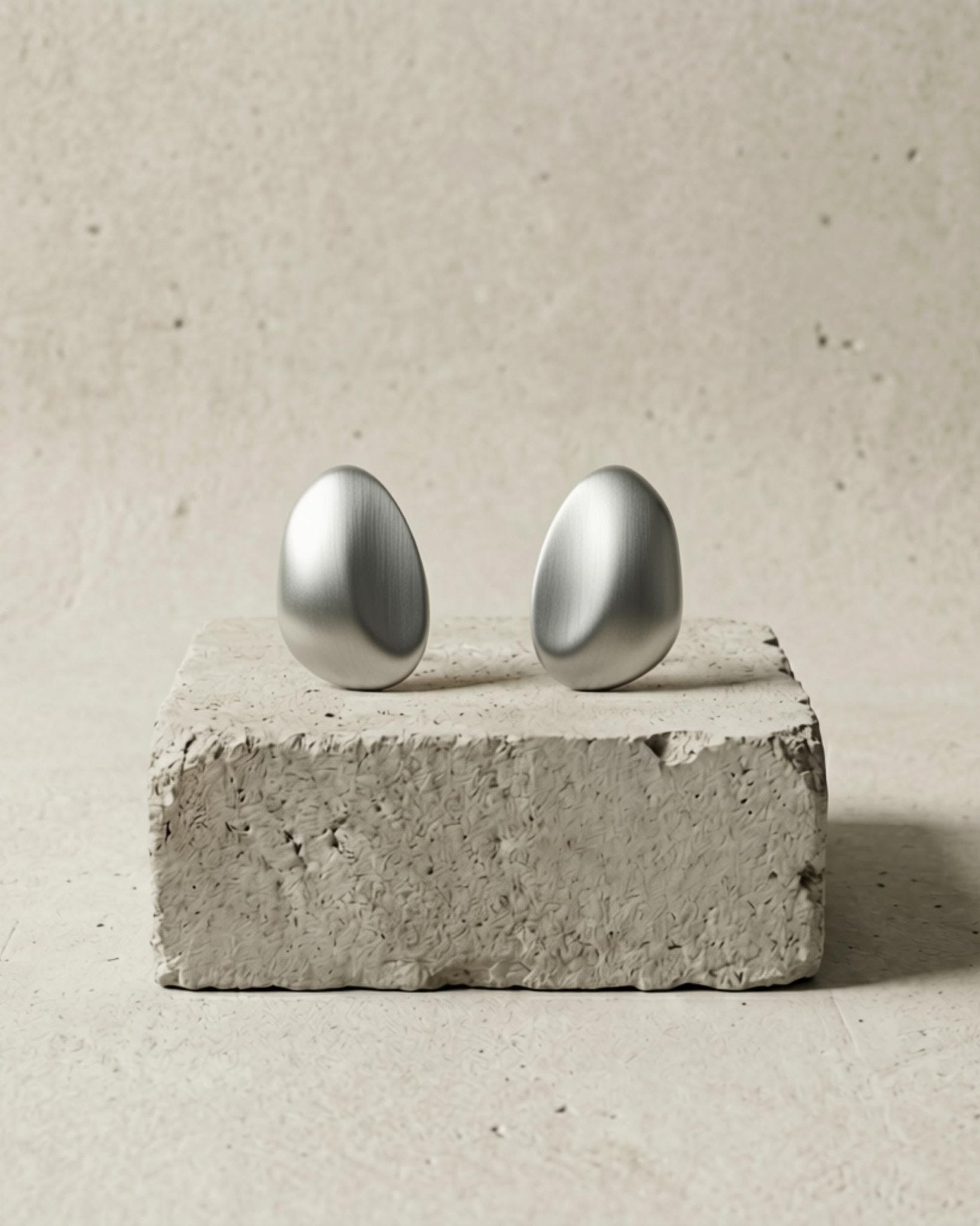 KLARA Waterproof Silver Stainless Steel Post Earrings - Brushed Finish - DANSK Copenhagen