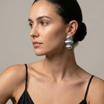 KLARA Waterproof Silver Stainless Steel Statement Earrings - Brushed Finish - DANSK Copenhagen