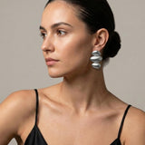 KLARA Waterproof Silver Stainless Steel Statement Earrings - Brushed Finish - DANSK Copenhagen