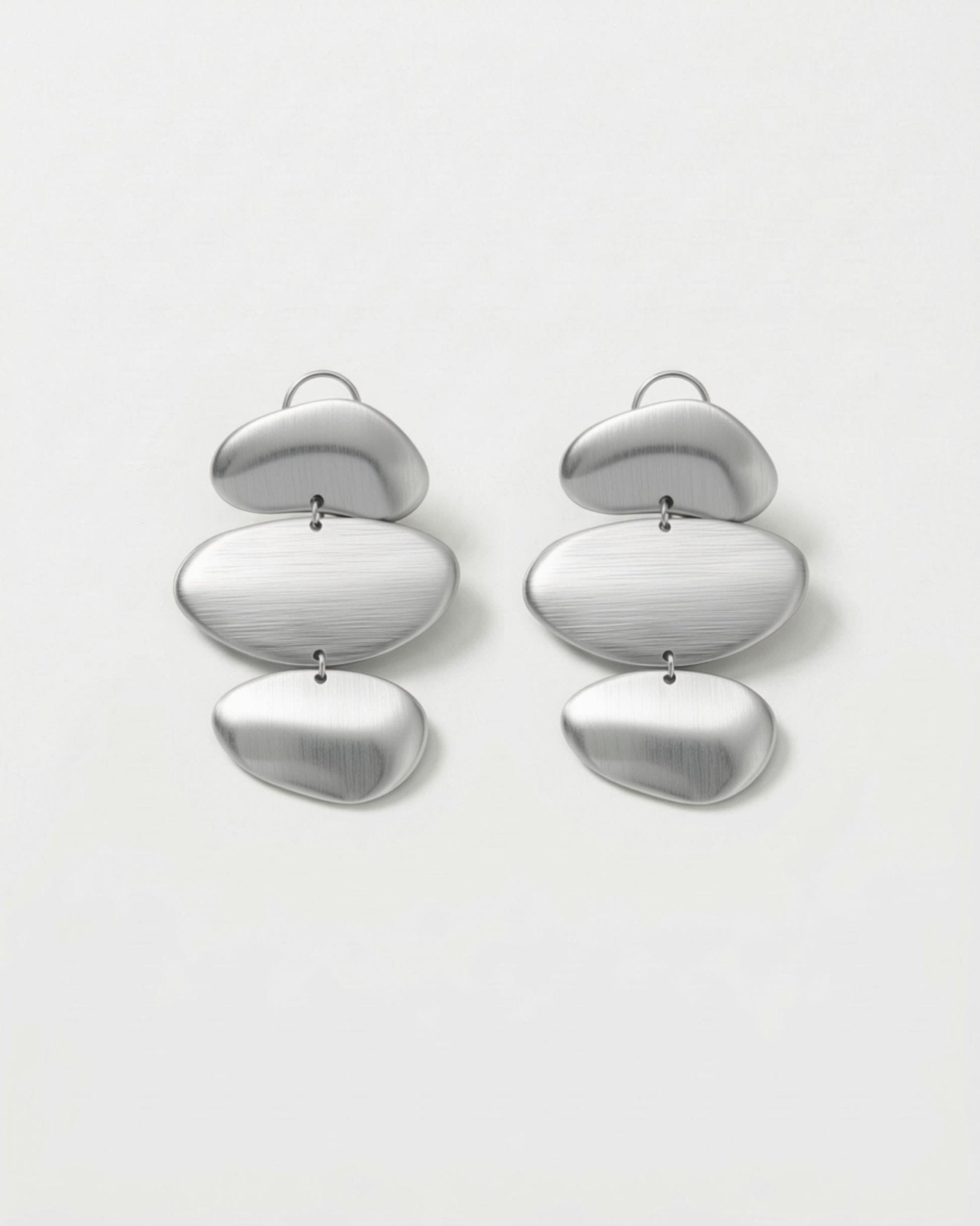 KLARA Waterproof Silver Stainless Steel Statement Earrings - Brushed Finish - DANSK Copenhagen