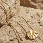 LINN Waterproof 18K Gold Plated Long Necklace - Adjustable Chain & Brushed Stainless Steel - DANSK Copenhagen