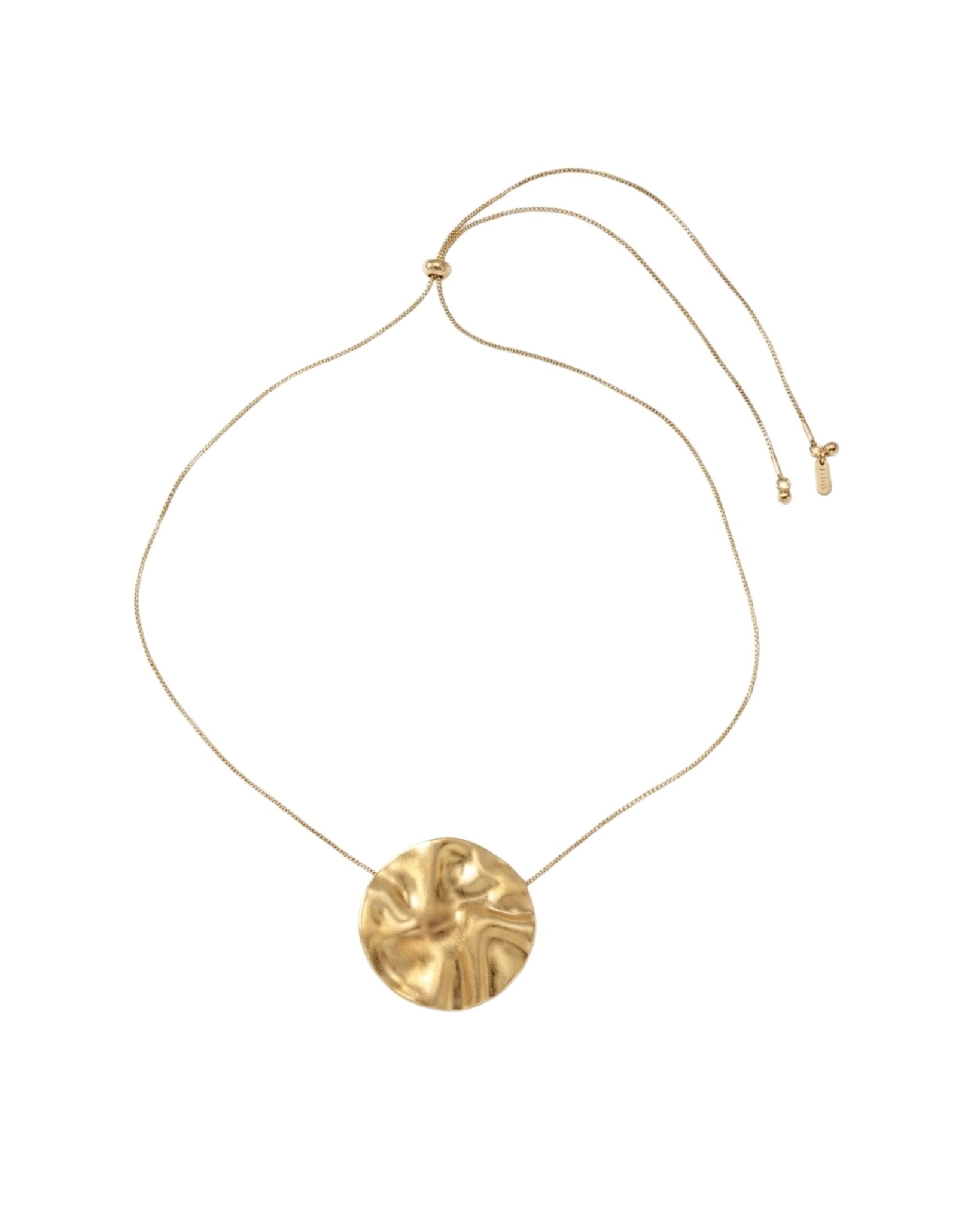 LINN Waterproof 18K Gold Plated Long Necklace - Adjustable Chain & Brushed Stainless Steel - DANSK Copenhagen
