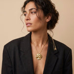 LINN Waterproof 18K Gold Plated Long Necklace - Adjustable Chain & Brushed Stainless Steel - DANSK Copenhagen