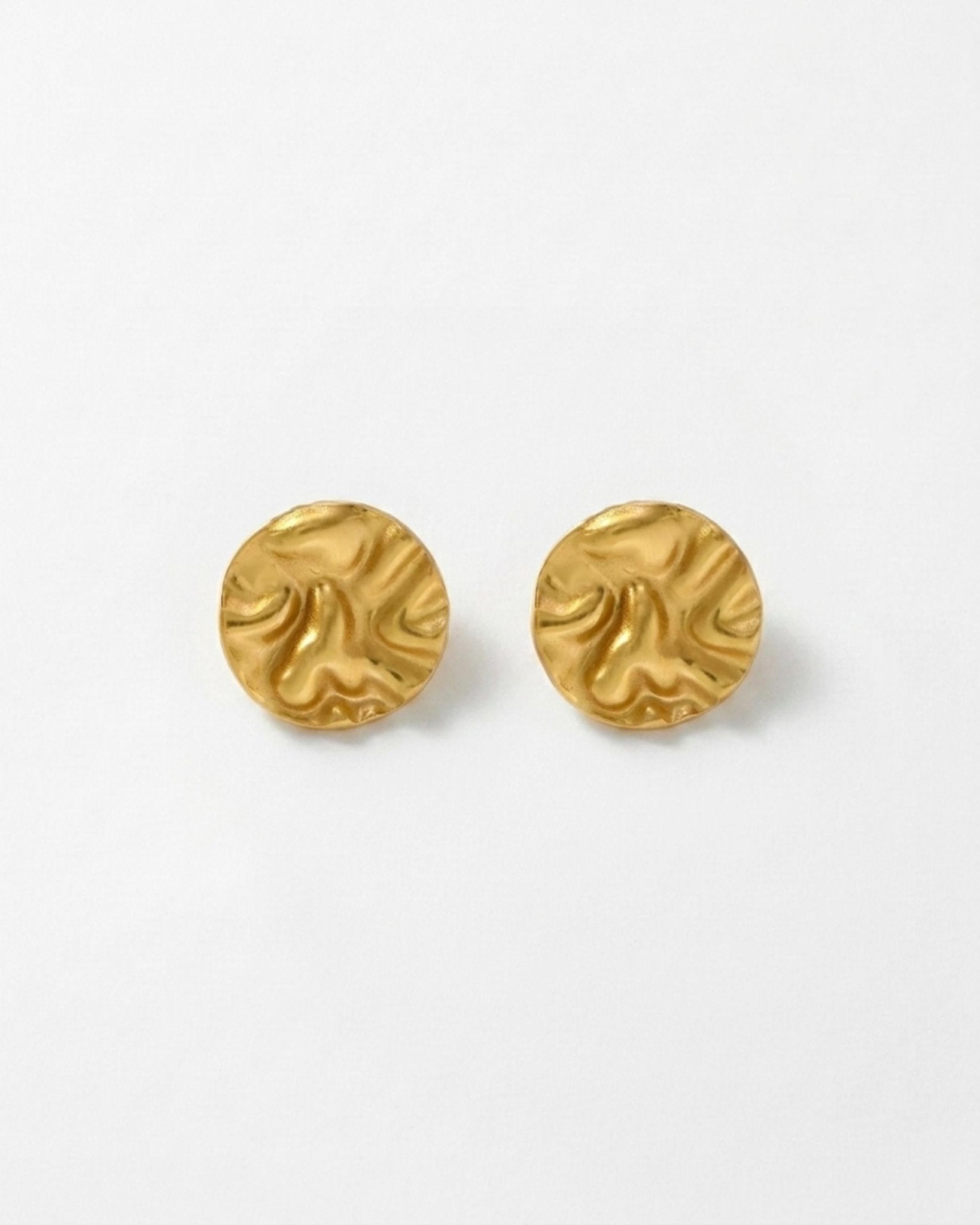 LINN Waterproof 18K Gold Plated Post Earrings - Brushed Stainless Steel - DANSK Copenhagen