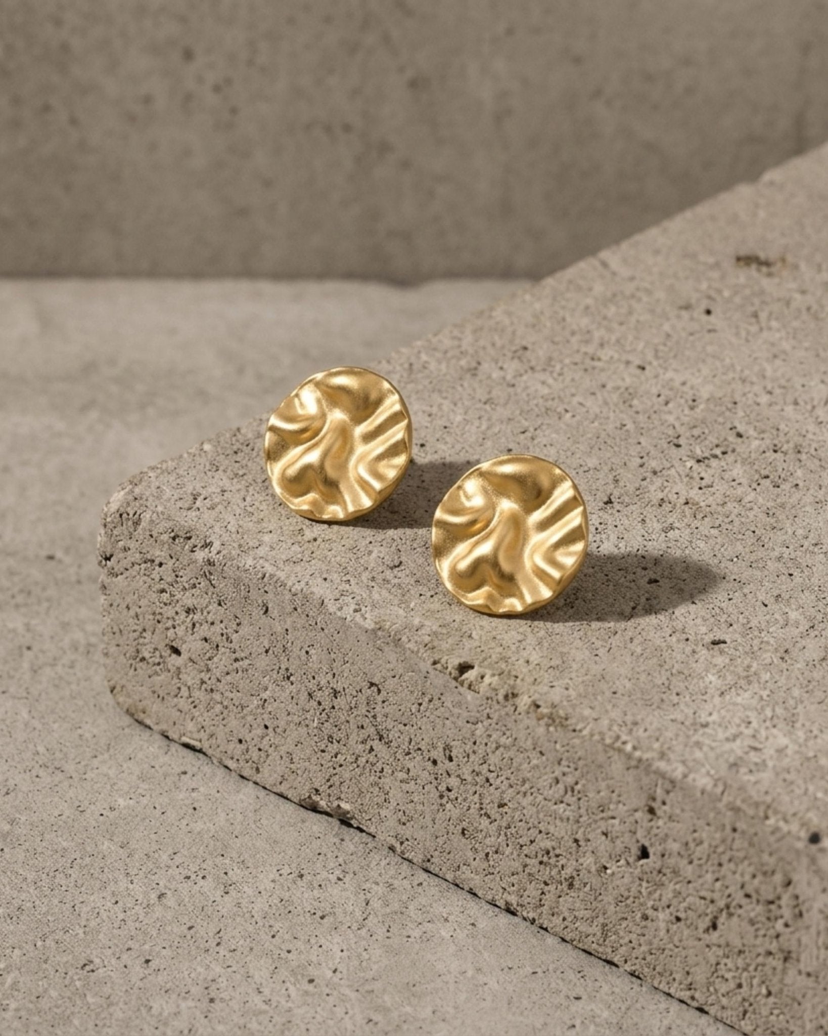LINN Waterproof 18K Gold Plated Post Earrings - Brushed Stainless Steel - DANSK Copenhagen