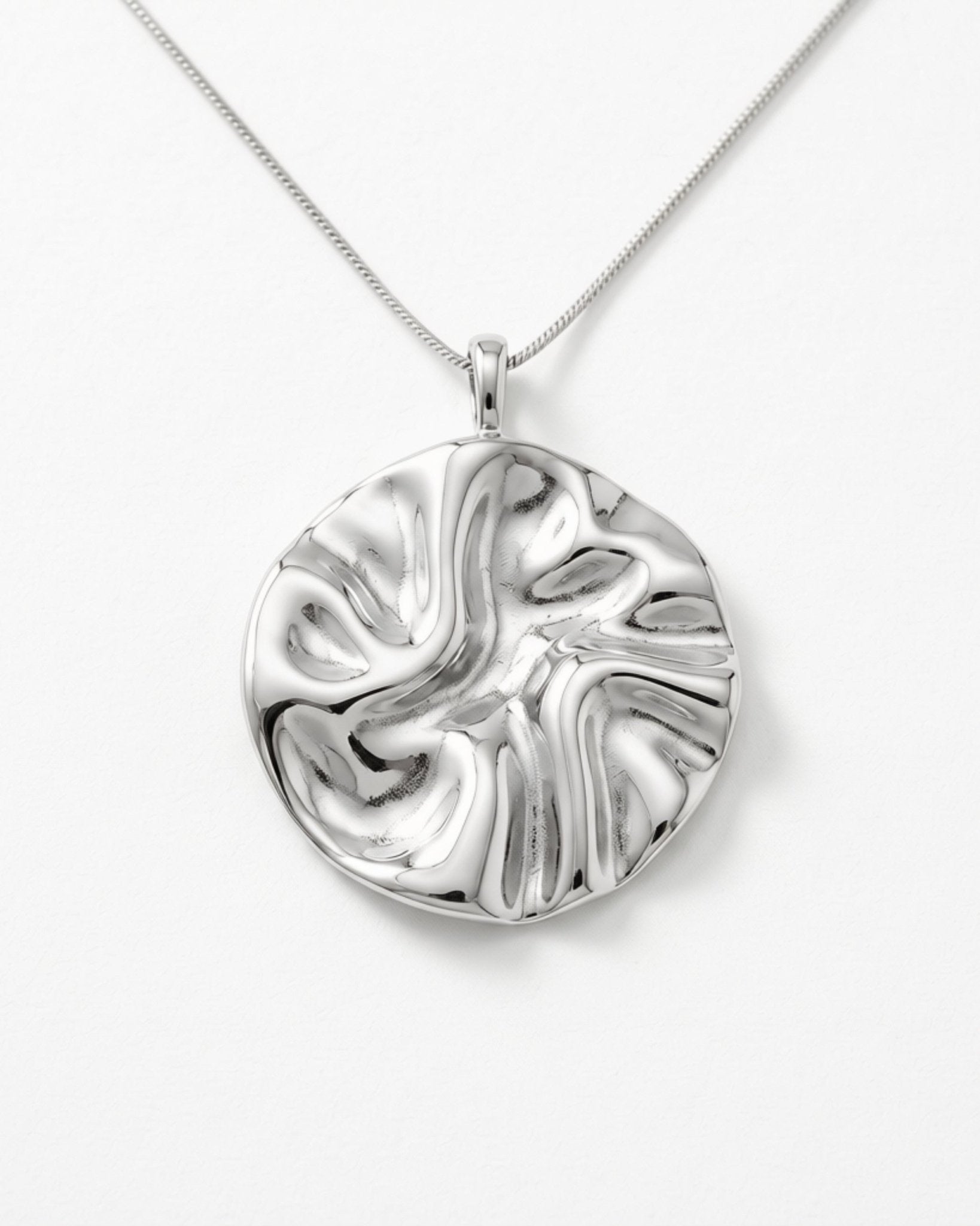 LINN Waterproof Silver Stainless Steel Long Necklace - Adjustable Chain & Brushed Finished - DANSK Copenhagen