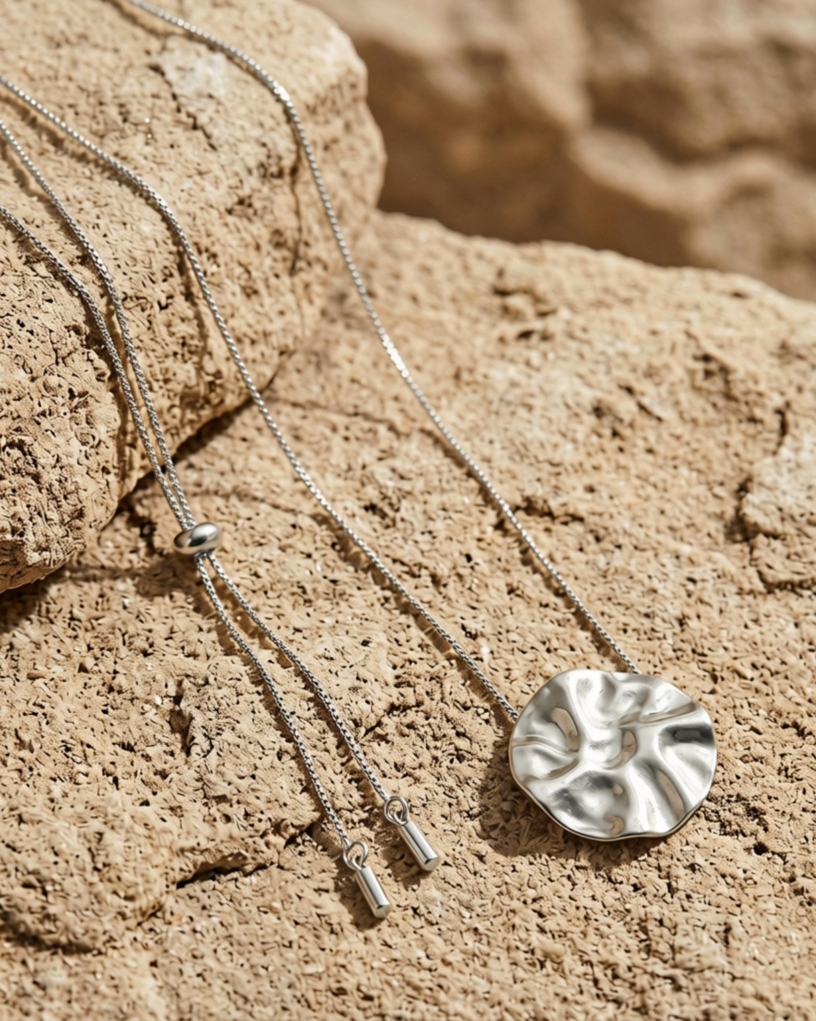 LINN Waterproof Silver Stainless Steel Long Necklace - Adjustable Chain & Brushed Finished - DANSK Copenhagen