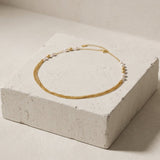 LINNEA Waterproof 18K Gold Plated Long Necklace - Sanded Stainless Steel - DANSK Copenhagen