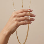 LINNEA Waterproof 18K Gold Plated Long Necklace - Sanded Stainless Steel - DANSK Copenhagen