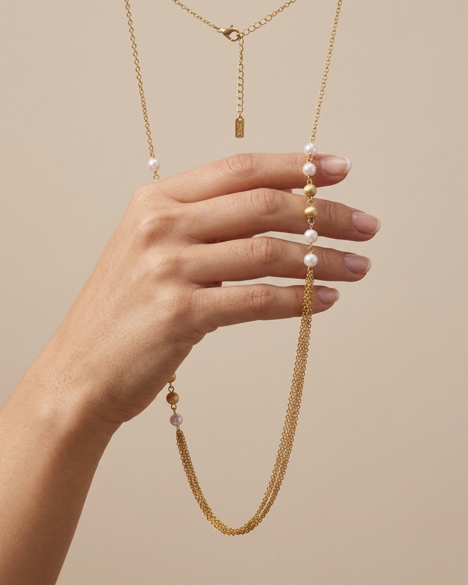 LINNEA Waterproof 18K Gold Plated Long Necklace - Sanded Stainless Steel - DANSK Copenhagen