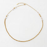 LINNEA Waterproof 18K Gold Plated Long Necklace - Sanded Stainless Steel - DANSK Copenhagen